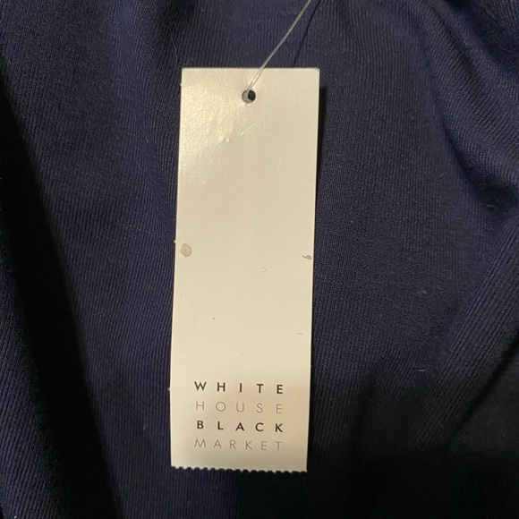 White House Black Market Navy LS Knit A-line w/btns Long Sleeve Dress 12 NWT - Picture 9 of 11